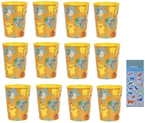 Pokemon Birthday Party Supplies Bundle includes 12 Reusable Favor Cups 16oz image 2