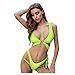 Produktbild Hevoiok Damen Bademode Sexy Bandage Bikini Set Push-up Solide Badeanzug Padded Bikinis for Mädchen Frauen Zweiteilig (Gelb, S)
