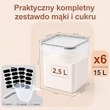 GoMaihe 6 pojemników hermetycznych 2,5 l na mąkę i cukier