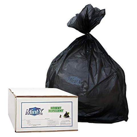 Mint-X Rodent Repellent Trash Bag, 0.866 Mil, Hi-Density, Star Seal, 60" Height x 38" Length, 60 Gallon, Black (Pack of 150) (MX3860HD B22) Cover