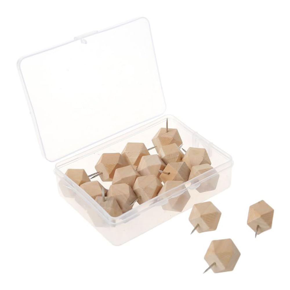 Lot de 9 punaises en bois de diamant avec boîte de rangement pour la maison, le bureau, l'école
