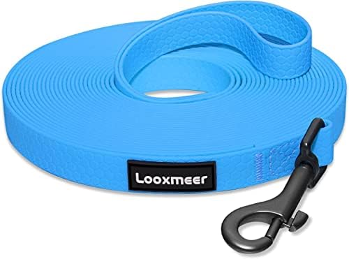 Looxmeer Dog Training Lead Leash, 10m/33ft Strong Nylon Recall Obedience Dog Training Leads with Cushioned Handle & Storage Bag for Pet Tracking Training Camping Play and Backyard