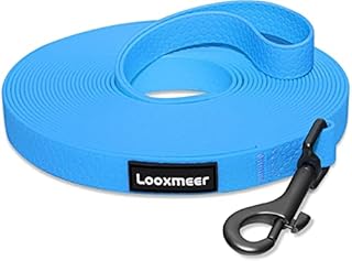 Looxmeer Dog Training Lead Leash, 10m/33ft Strong Nylon Recall Obedience Dog Training Leads with Cushioned Handle & Storage Bag for Pet Tracking Training Camping Play and Backyard