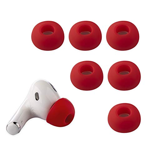Xcessor (M) 3 Pares (6 Piezas) de Auriculares de Repuesto de Silicona de tamaño Mediano para Airpods Pro. Rojo