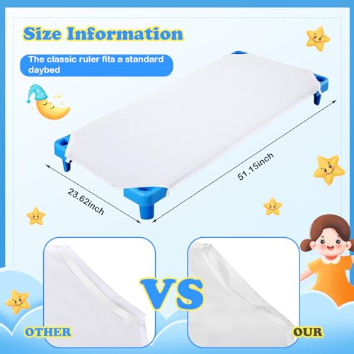 Image of Macarrie 20 Pack Cot Sheets for Daycare Standard Size 23 inch x 51 inch Toddler Cot Sheets, Soft Breathable Preschool Nap Sheet Polyester Cotton Daycare Essentials for Boys Girls Naptime Sleeping, White