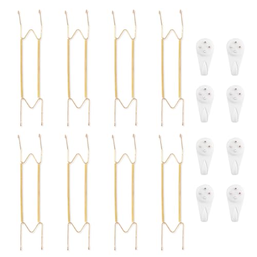 Bilillo 8 Pack Plate Hangers for the Wall, Suitable for 16-20 inch Art Plate, Stainless Steel Invisible Heavy Duty Wire Plate Holder with Wall Hooks, Plate Hangers for Displaying Plates, Platter, Dish