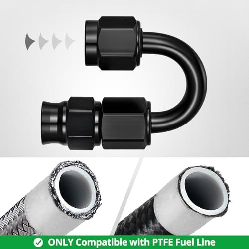 Image of EVIL ENERGY 3AN PTFE Hose End Fitting 180 Degree Black for PTFE Hose Only 4PCS