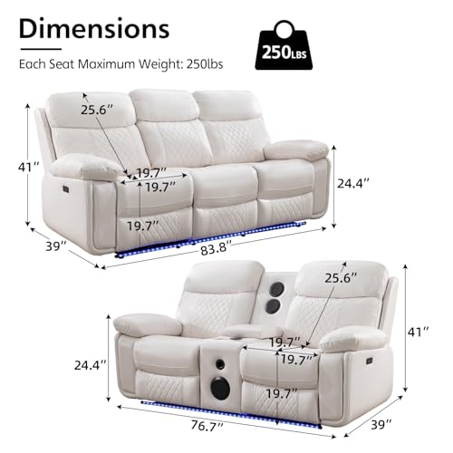 Luxury Leather Recliner Sofa Set