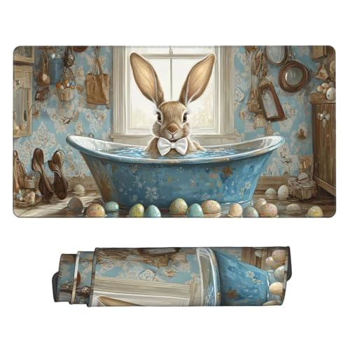 Tapis de Souris Gamer XXL 1000x500x3mm Tapis de Souris Baignoire lapin Tapis Souris Gaming Accessoire Améliore la Précision et la Vitesse Tapis de Souris étendu Grand Mouse Pad pour Gamer s-1243