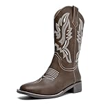 Confort accru:Montées sur un talon de 1,6 pouce(4cm) et une semelle extérieure en TPR, ces bottes à mi-mollet d'inspiration western offrent soutien et stabilité. La tige en cuir végétalien et la doublure en textile offrent un confort supplémentaire, ce qui rend ces bottes idéales pour être portées toute la journée.