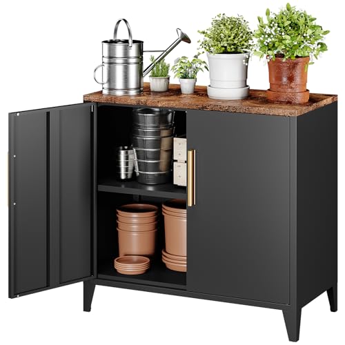 Sightlife Armadio in metallo, mobili da esterno, credenza in metallo, da cucina, da balcone, da giardino, da corridoio, ripiano regolabile, 40 x 80 x 76 cm
