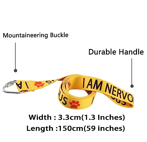 LEVLO Funny Dog Leash - I Am Nervous - Cat & Dog - 59 Inch - Polyester - Yellow, I Am Nervous-YE - Image 2