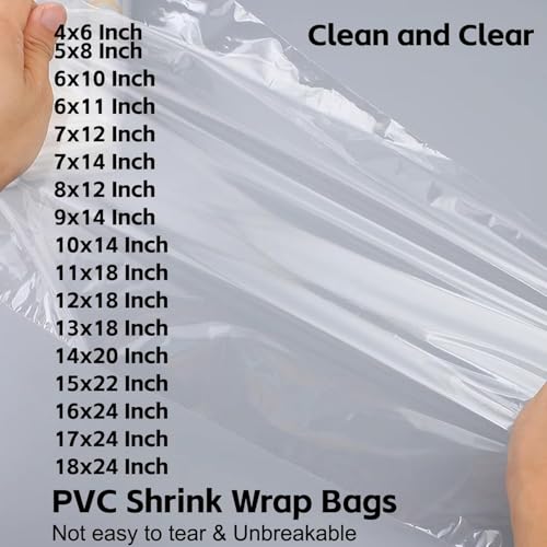 Image of Heat Shrink Wrap Bags 100Pcs 20x28 Inches Professional Grade PVC Heat Shrink Wrap is Used to Store Wrap Embellished, Gift Baskets, Shoes, Jars, Industrial Grade Shrink Wrap Bags Transparent