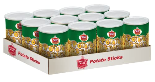 Better Made Palitos de patata de 5 onzas (crema agria y cebolla, bandeja para 12 latas) – Palitos de patata – Sin gluten – Refrigerio crujiente de patatas frescas – Tapa resellable
