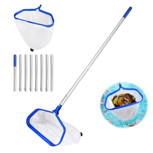 Supaway Épuisette pour Piscine, Filet de Nettoyage avec Manche réglable 2,8m épuisette pour étang à Double Couche, Filet Profond pour Piscine - Type B...