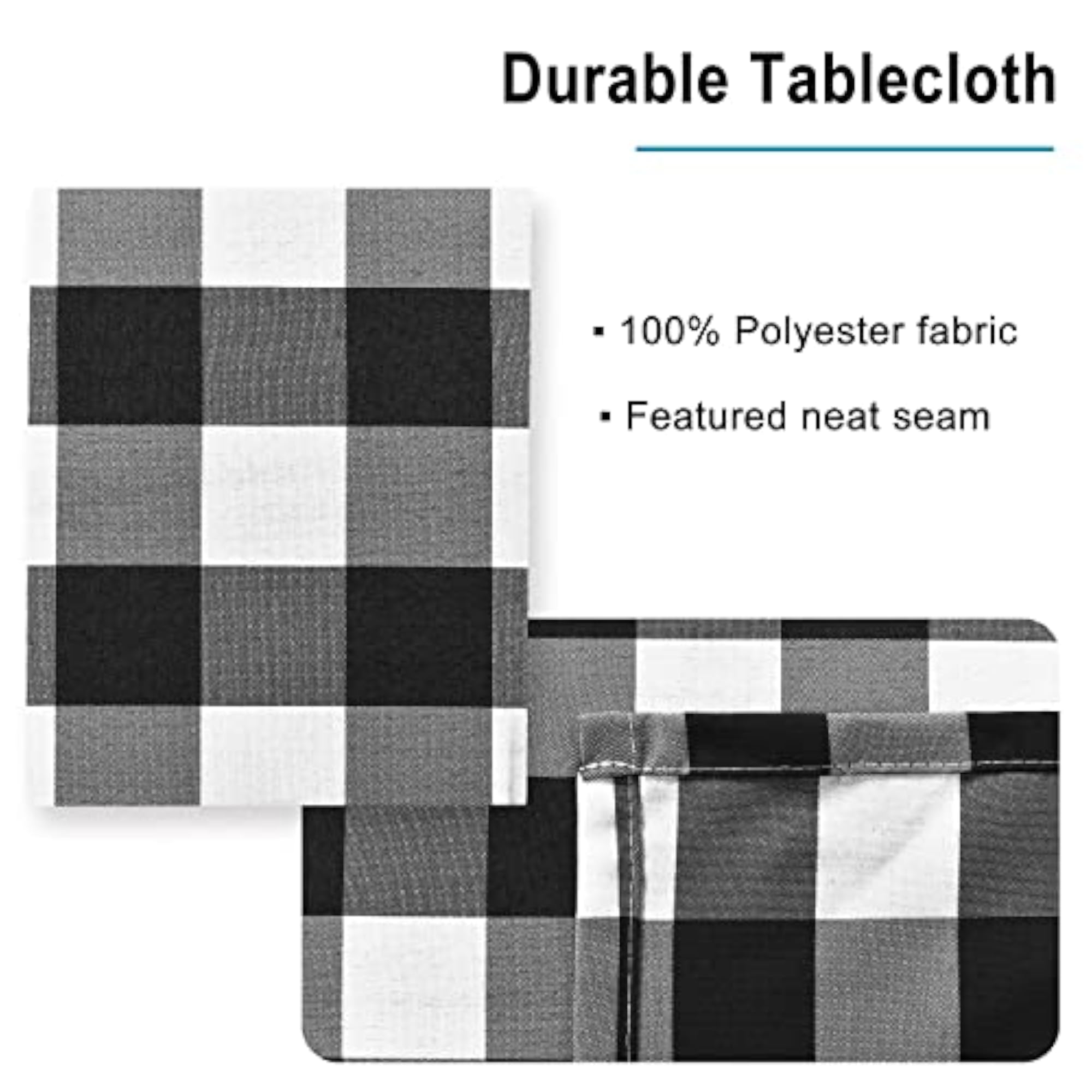 Checkered Tablecloth Rectangle, Stain Resistant Gingham Table Cloth