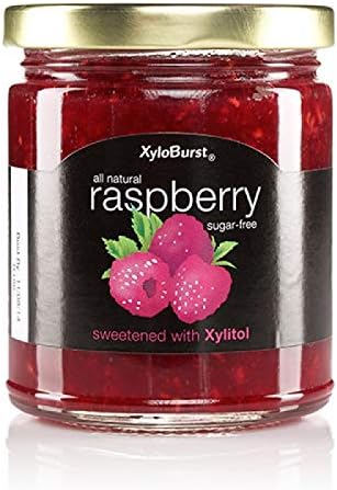 XyloburstSugar Free Raspberry Xylitol Jam Keto Friendly & Gluten Free, Non - GMO 10 Ounce Glass Jar - Made in the USA