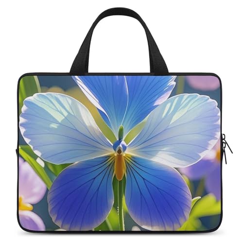 Housse ordinateur portable 12-17 pouces bleue à motif floral avec poignée