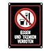 Produktbild trendaffe - Essen und Trinken verboten Warn- und Hinweisschild in Schwarz mit Piktogramm