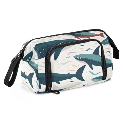 Astuccio creativo con squalo oceano grande capacità astuccio con manico con cerniera per la scuola dei bambini Multicolore Taglia unica moderno