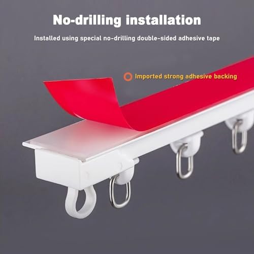 Self-Adhesive Ceiling-Mounted Curtain Track, Easy to Install Room Divider for Living Room, Bedroom, Bay Window, Hospital, Hotel - 460cm (15.1ft)