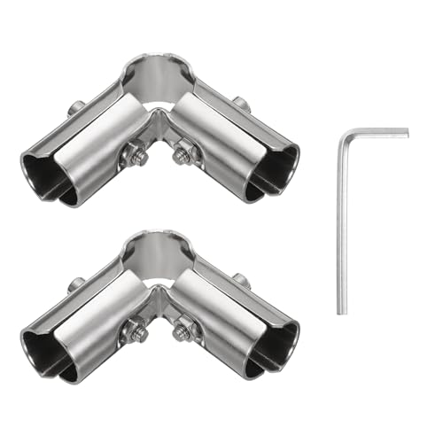 Conectores de tubería de 90 grados uxcell con abrazadera de 3 vías de acero inoxidable 2