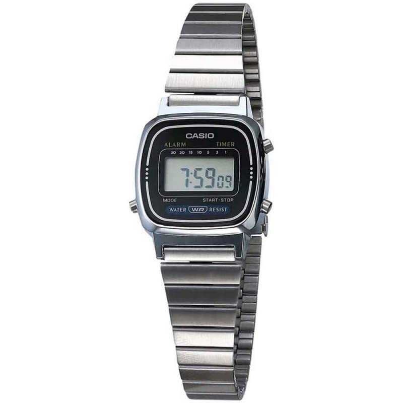 casioLA670WA-1DF Reloj de Pulsera Digital para Mujer Color Plateado