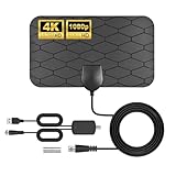 Digital TV Antenna - 360 Reception, 4K 1080p Smart TV Antenna with Amplified Signal Booster, 16.5ft Coaxial HDTV Cable, Portable Indoor Antenna
