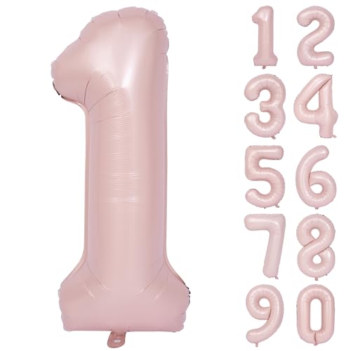 40 In Matte Pink Number Balloons Helium Foil Mylar Balloon Birthd...