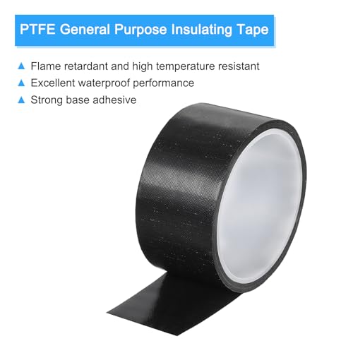 Image of MECCANIXITY High Temperature Tape 45mm PTFE Coated Fabric Tape Heat Resistant Tape for Vacuum Sealers Adhesive Tape 10m /33ft Black 0.18mm Thickness