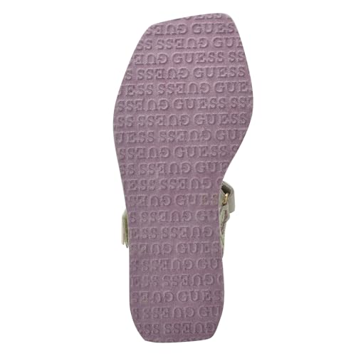 Guess Women's DAWSIN Wedge Sandal, Light Green/Purple Rhinestone Logo 330, 54