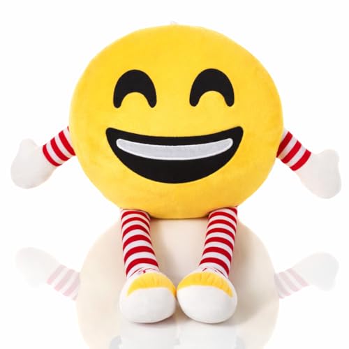 Image of Fun4you - Smiley Soft Toy with Legs - Cute Plush Pillow for Kids, Soft Stuffed Cushion, Hugable Smile Toy for Bedroom Decor & Gift (Yellow, 35 cm)