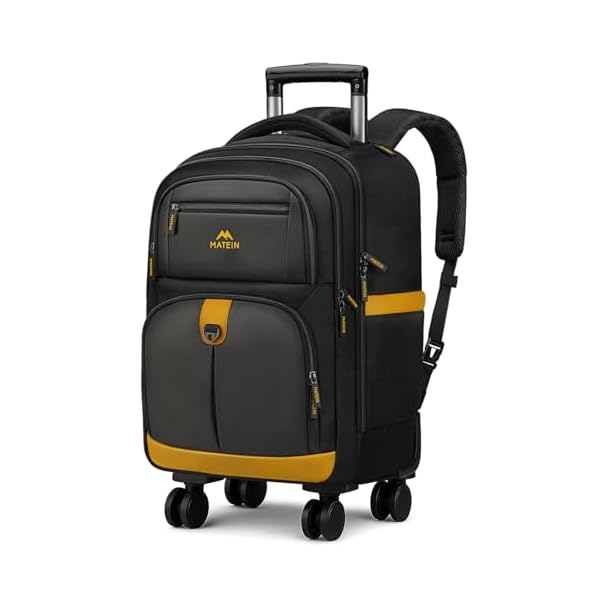 MATEIN Rolling Backpack with 4 Spinner Wheels, 17 Inch Backpack on Wheels with Shoulder Straps, Water Resistant Rolling Computer Bag Carry On Luggage, Business Travel Roller Laptop Bag for Women Men