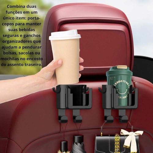 Kit 2 Gancho Multifuncional Versátil Suporte de Copo Banco Traseiro de Assento de Carro, Traseiro 3