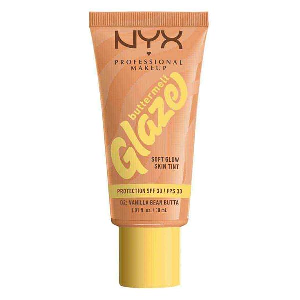 NYX Professional Makeup Buttermelt Glaze Soft Glow Skin Tint + SPF/FPS 30, Foundation, 12h Wear, Vanilla Bean Butta