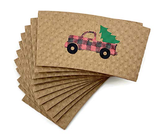 Buffalo Plaid Christmas Truck Coffee Sleeve for 12, 16, 18 and 20 oz 1 Dutzend Cover