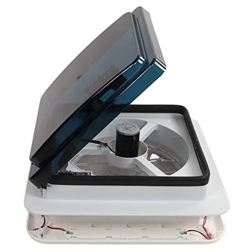 14x14in RV Roof Vent Fan, 12V Intake Exhaust Fan Light and Manual Lift Trailer Van Lid, RV Roof Fan Vent and Smoked Lid, RV Trailer Roof Vent for Boat, Yacht, Bus by Diydeg - Used condition - CA$161.53