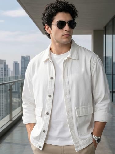 Image of Urbano Plus Men's Relaxed Fit Full Sleeve Utility Denim Jacket