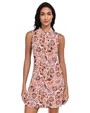 Soneven Tenniskleid für Damen Golfkleid Ärmellos Kleider Sommer, Freizeitkleid Sportkleid mit 1/4 Reißverschluss für Casual Sport Business Retro-Druck S