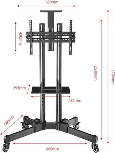 Soporte movil para TV, con ruedas y bandeja ajustable miniatura 2