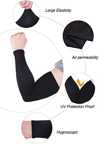 9 Pairs Unisex UV Protection Arm Cooling Sleeves Ice Silk Arm Cover for Men Women, Black4