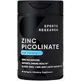 Sports Research High Potency Zinc Picolinate 30mg with Organic Coconut Oil | Highly Absorbable Zinc Supplement...