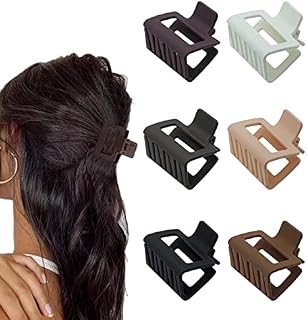 6 PCS Small Claw Clips, 2" Square Matte Hair Claw Clips for Thin/Medium Thick Hair, Strong Hold Hair Clips Nonslip Rectangle Hair Claws for Women Girls