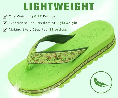 Image of ONCAI Flip Flops for Women, Fashion Printed Platform Sandals Woman with Arch Support Yoga Mat Cushion, Lightweight Summer Beach Outdoor Chunky Non-Slip Rubber Soles US Size 5-11