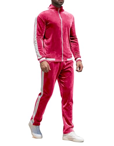 RPOVIG Velour Tracksuit Sweatsuit Velvet:Men's Jogging track suit 2 Pieces Set Zip Up Sweatshirts Jacket Pants With Pockets2