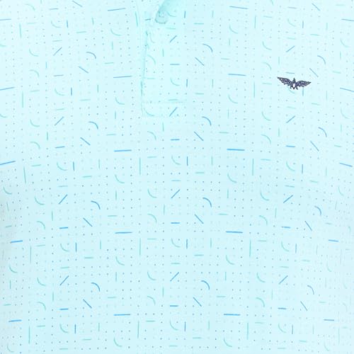 Image of Park Avenue Men's Slim Fit Print Pattern Cotton Polyester Blend Polo Neck Half Sleeve Casual T-Shirt