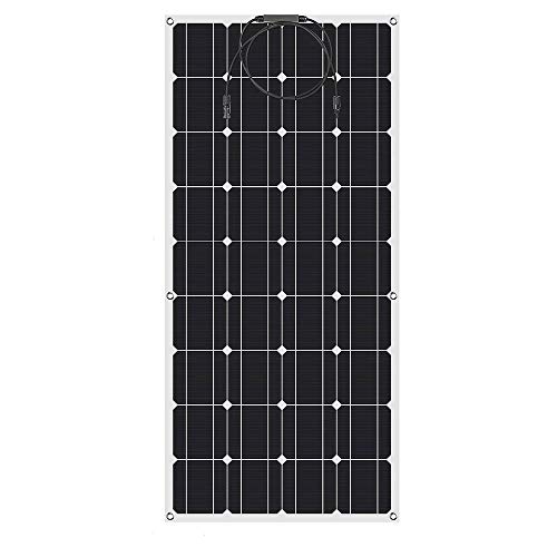 AUECOOR 100W Solar Panel Bendable Flexible Monocrystalline Solar Panel for RV, Boat, Cabin,Trailer, Roofs, Off grid system,12V Battery Charging