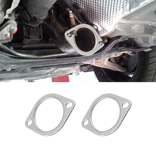 Image of 2PCS Car Exhaust Gasket, Engine Exhaust Gasket, Standard Exhaust Manifold Gaskets, Reinforced High Temperature Flange Gaskets Car Accessories Universal Fit Most Vehicles