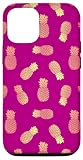 Carcasa para iPhone 14 Piña rosa fucsia Lindo patrón de frutas tropicales hawaianas