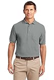 Port Authority Men's Silk Touch Polo with Pocket L Cool Grey